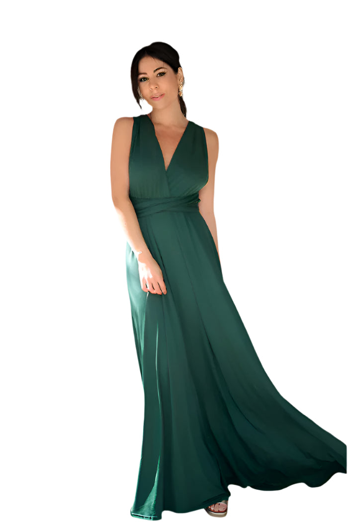 VersaGlam Elegante Convertible Abend Maxikleid – Fließend & Verstellbarer Sitz