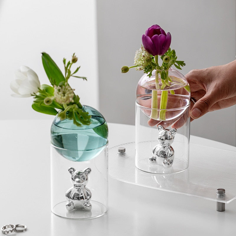 BearBliss - Dekoratives Glasvasen-Set mit niedlichen Bärenfiguren