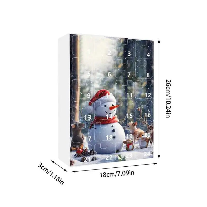 Adventskalender 2024, flacher Acryl-Schneemann, Weihnachts-Countdown