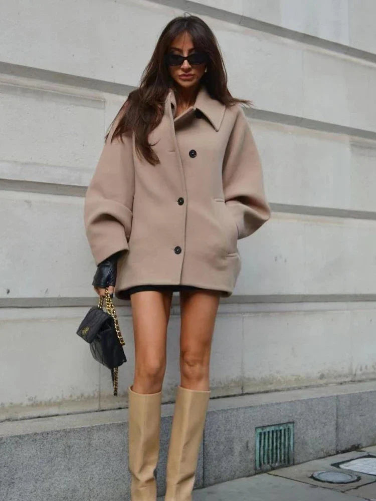 Caroline - Lässiger oversized Wollmischmantel