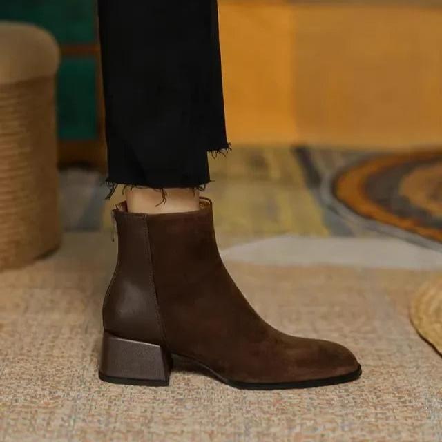 Ida - Bequeme Ankle Boots mit rutschfester Reißverschluss und runder Spitze