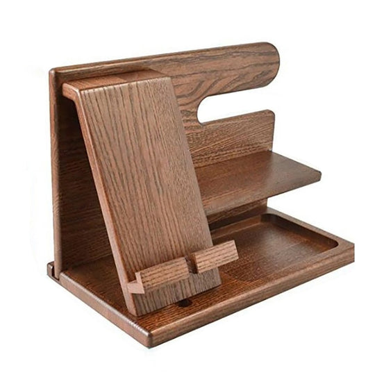 Oliver DeskMate Dock – Ladestation und Schreibtisch-Organizer aus Holz für Telefone und Zubehör