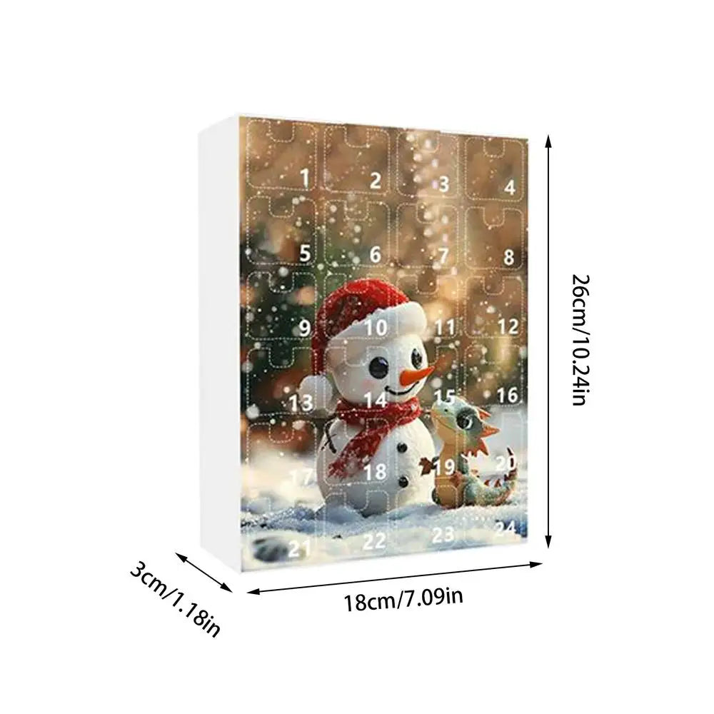 Adventskalender 2024, flacher Acryl-Schneemann, Weihnachts-Countdown