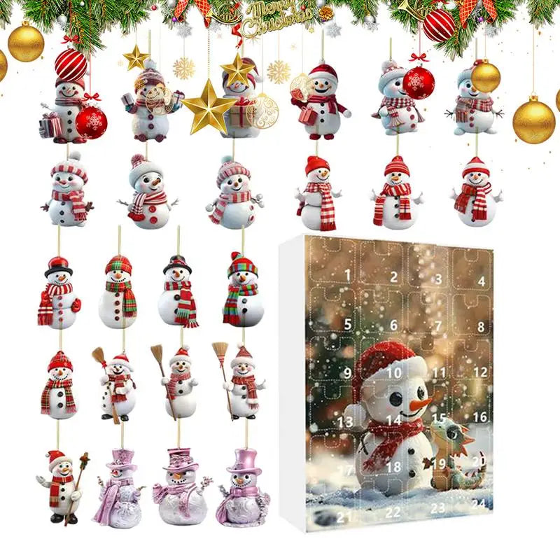 Adventskalender 2024, flacher Acryl-Schneemann, Weihnachts-Countdown