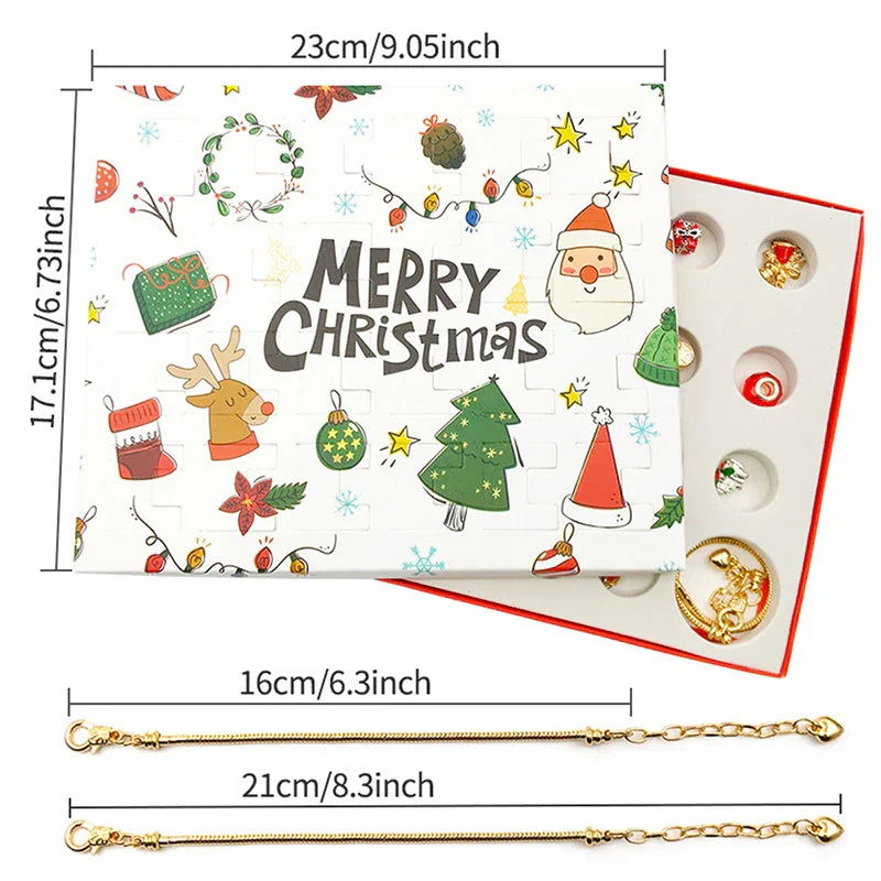 24 Advent Überraschungen Blinde Box Set Weihnachts Charms Armband DIY Set