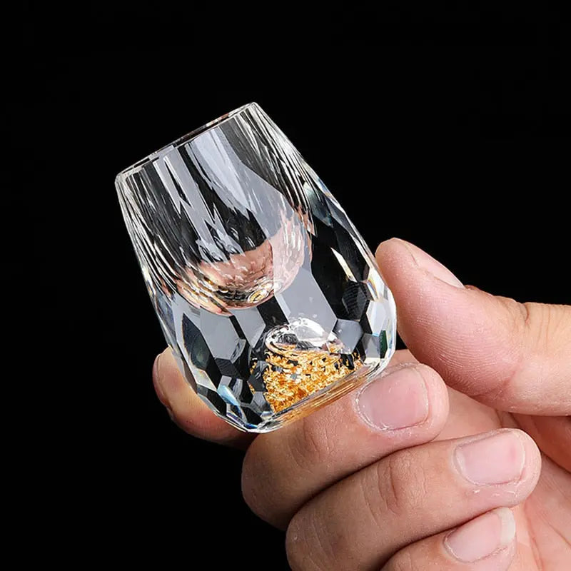 Auragold - Kristallshotglas mit echtem Goldflocken