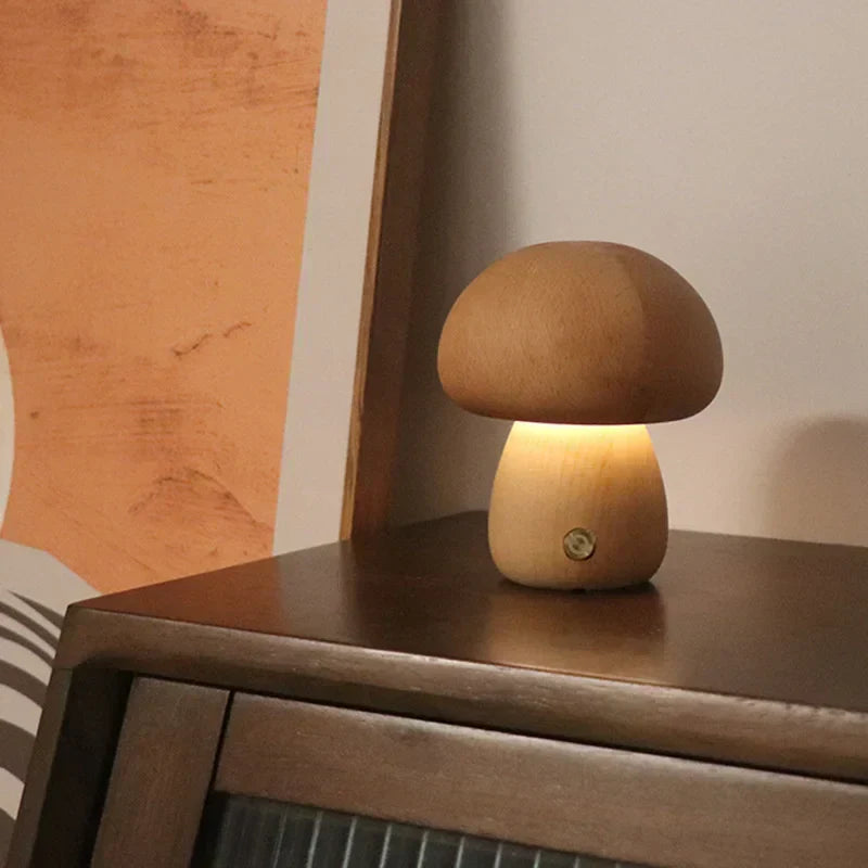 MystiGlow Holzschwamm Tischlampe