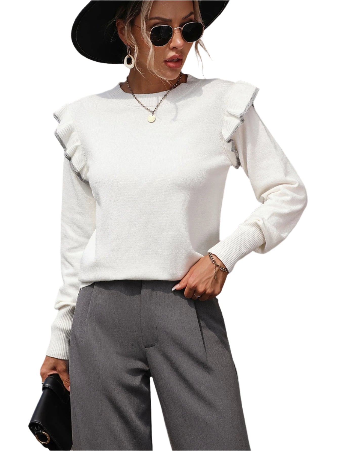 Nadia - Feminin Flair Strickpullover mit Rüschenärmeln