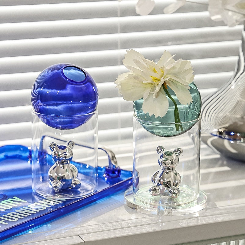 BearBliss - Dekoratives Glasvasen-Set mit niedlichen Bärenfiguren