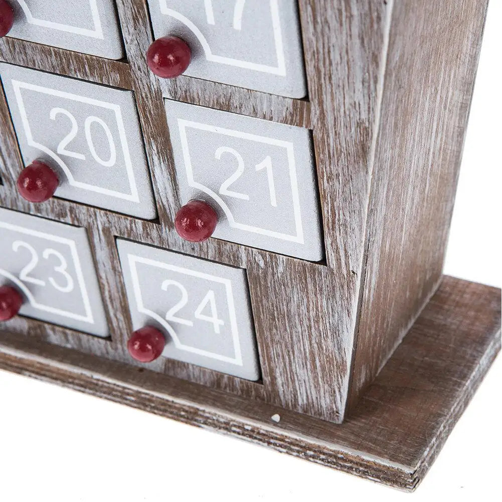 Holz-Adventskalender mit 25 Aufbewahrungsfächern im Form eines Weihnachtshauses