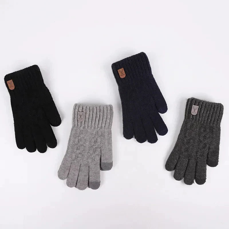 Winterhandschuhe aus Wolle mit Touchscreen und Fleece-Futter für Männer