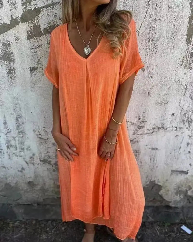 Isolde elegante V-Ausschnitt Sommerkleid