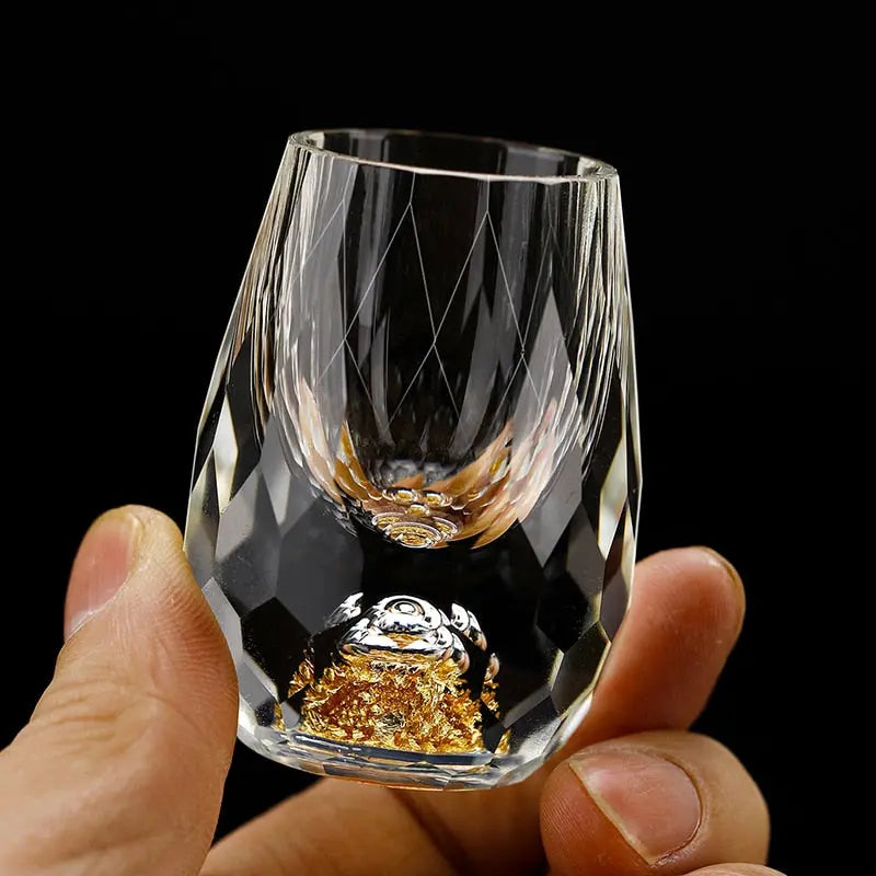 Auragold - Kristallshotglas mit echtem Goldflocken
