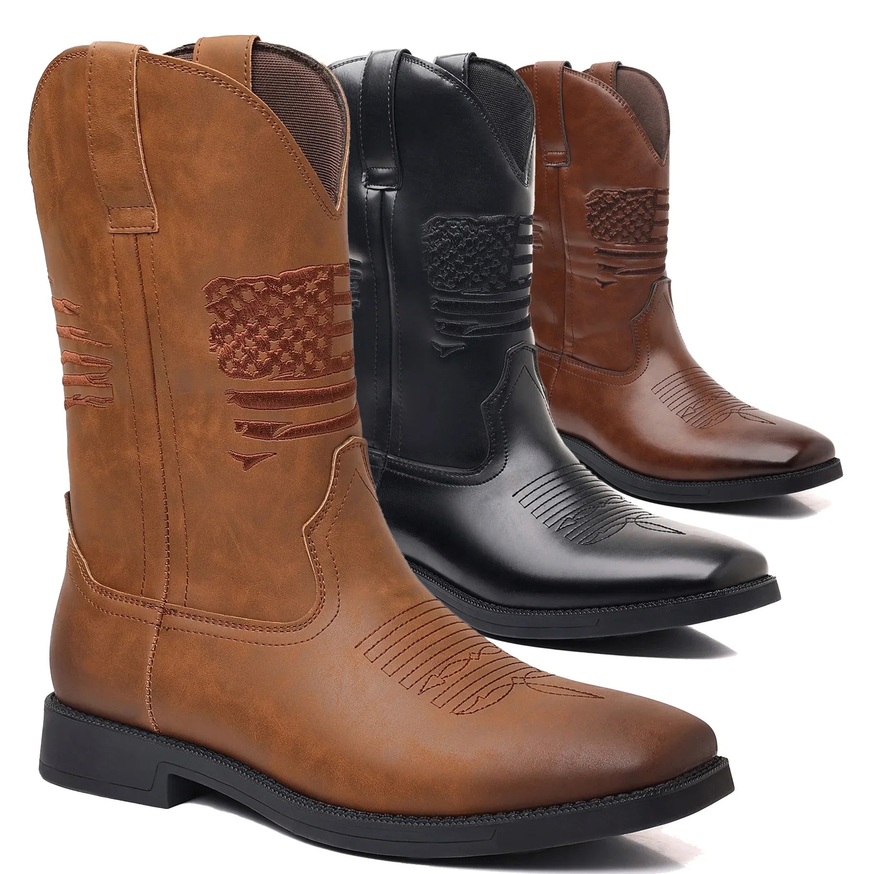 Theo - Bestickte retro westliche Cowboystiefel für Männer