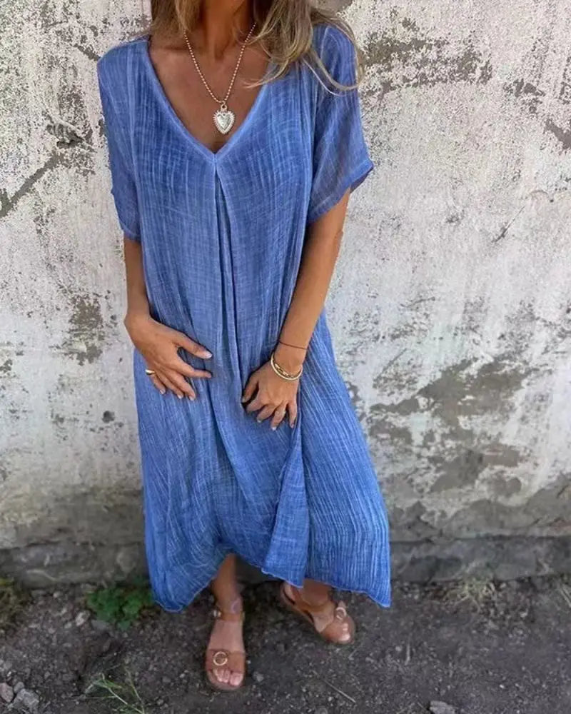 Isolde elegante V-Ausschnitt Sommerkleid