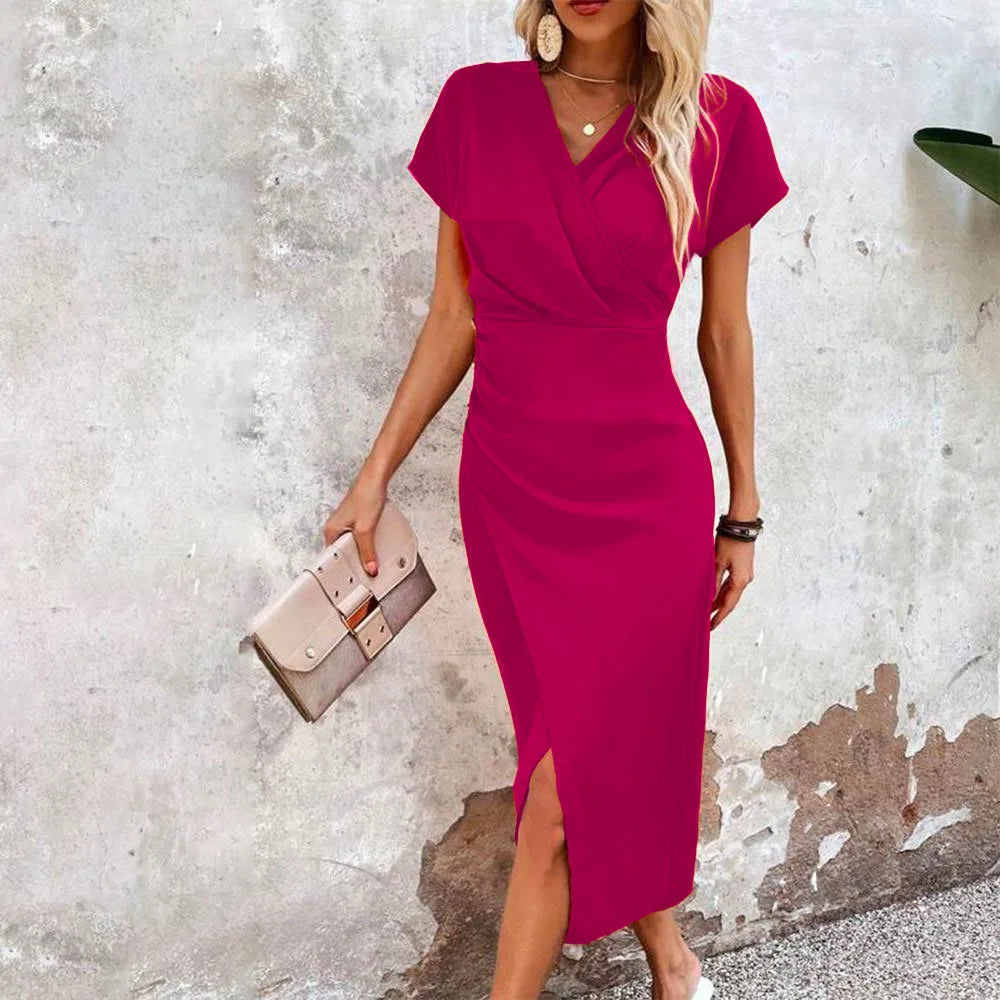 Ingrid Sofistikerte V-Ausschnitt Midikleid mit Zeitloser Eleganz