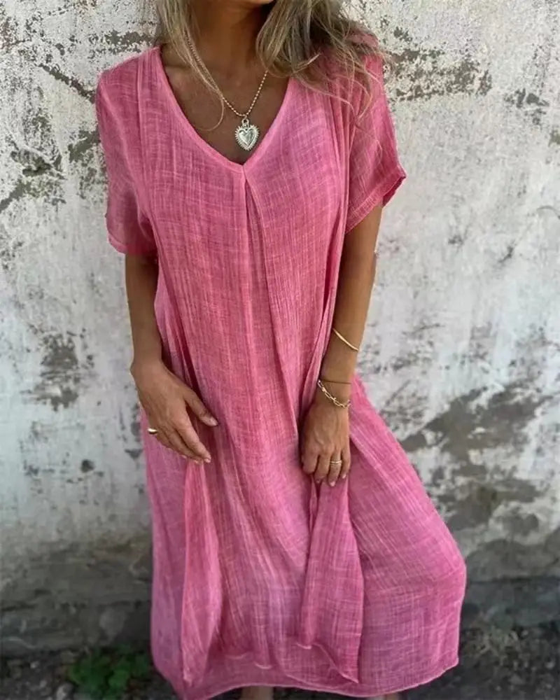 Isolde elegante V-Ausschnitt Sommerkleid