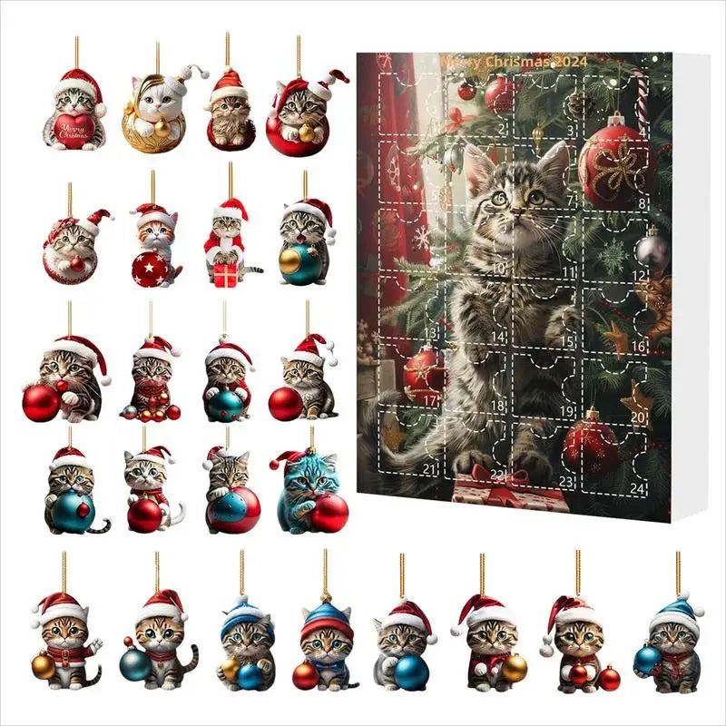 Adventskalender mit Weihnachtsbaumschmuck 2024 Süße Tiercomic