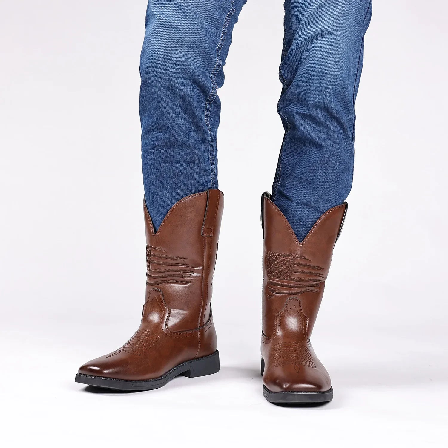 Theo - Bestickte retro westliche Cowboystiefel für Männer