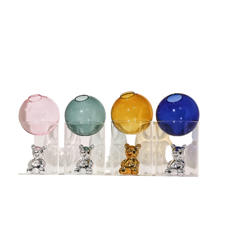 BearBliss - Dekoratives Glasvasen-Set mit niedlichen Bärenfiguren