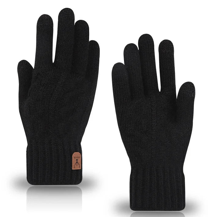 Winterhandschuhe aus Wolle mit Touchscreen und Fleece-Futter für Männer