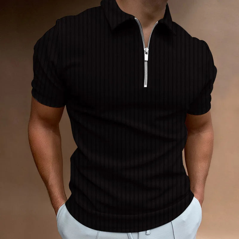 Herren Fashion Stripe Zipper Polo Shirt