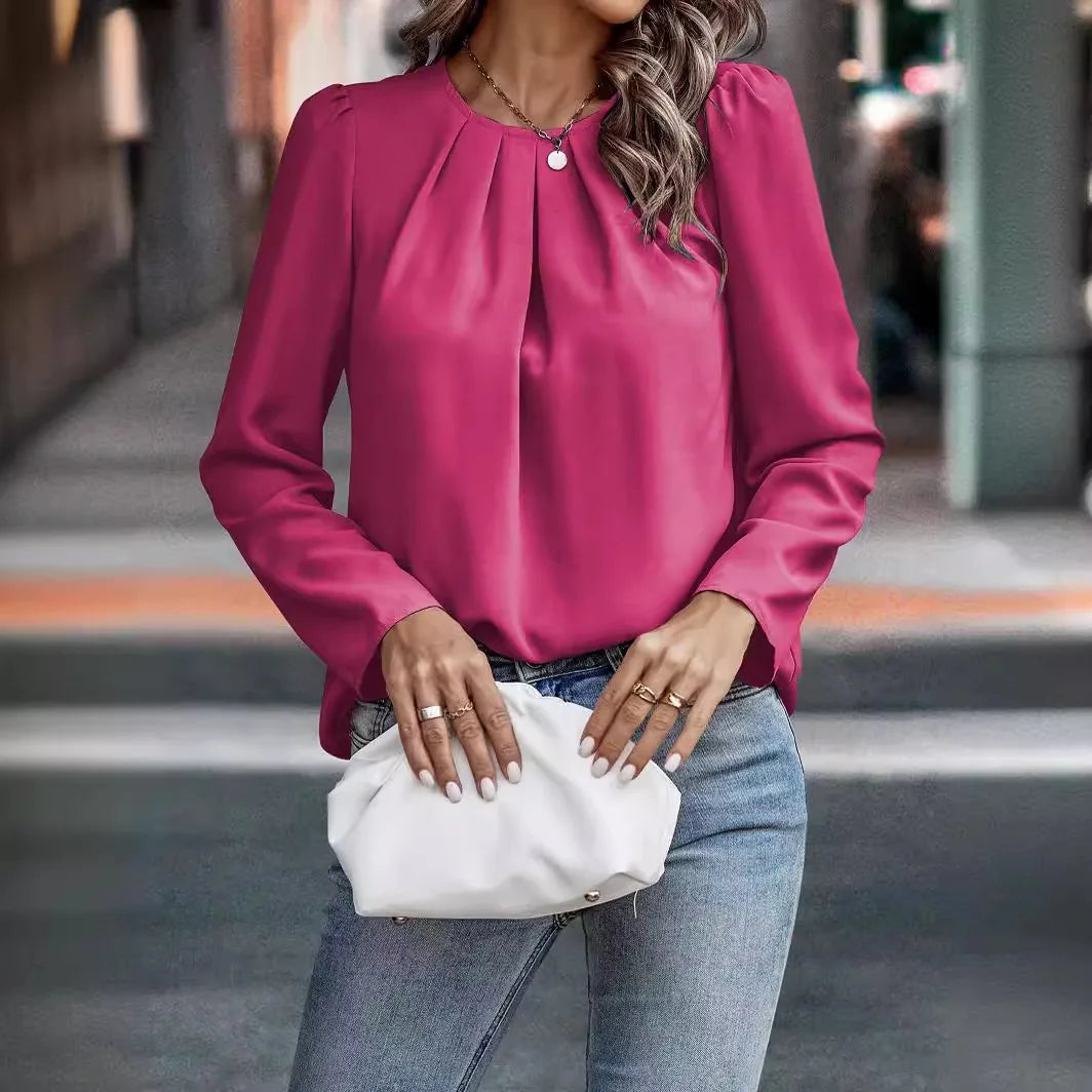 Joris - Elegant plisseret bluse med puf-ærmer