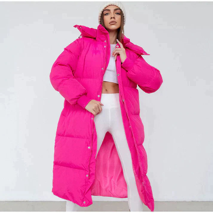 Izabela - Übergroße lange Pufferjacke mit Kapuze