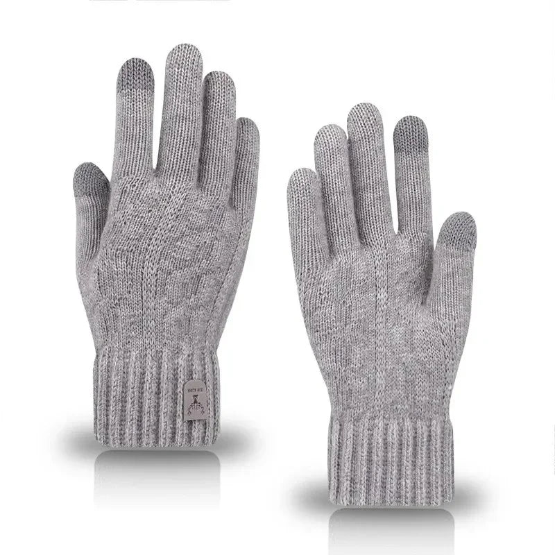 Winterhandschuhe aus Wolle mit Touchscreen und Fleece-Futter für Männer