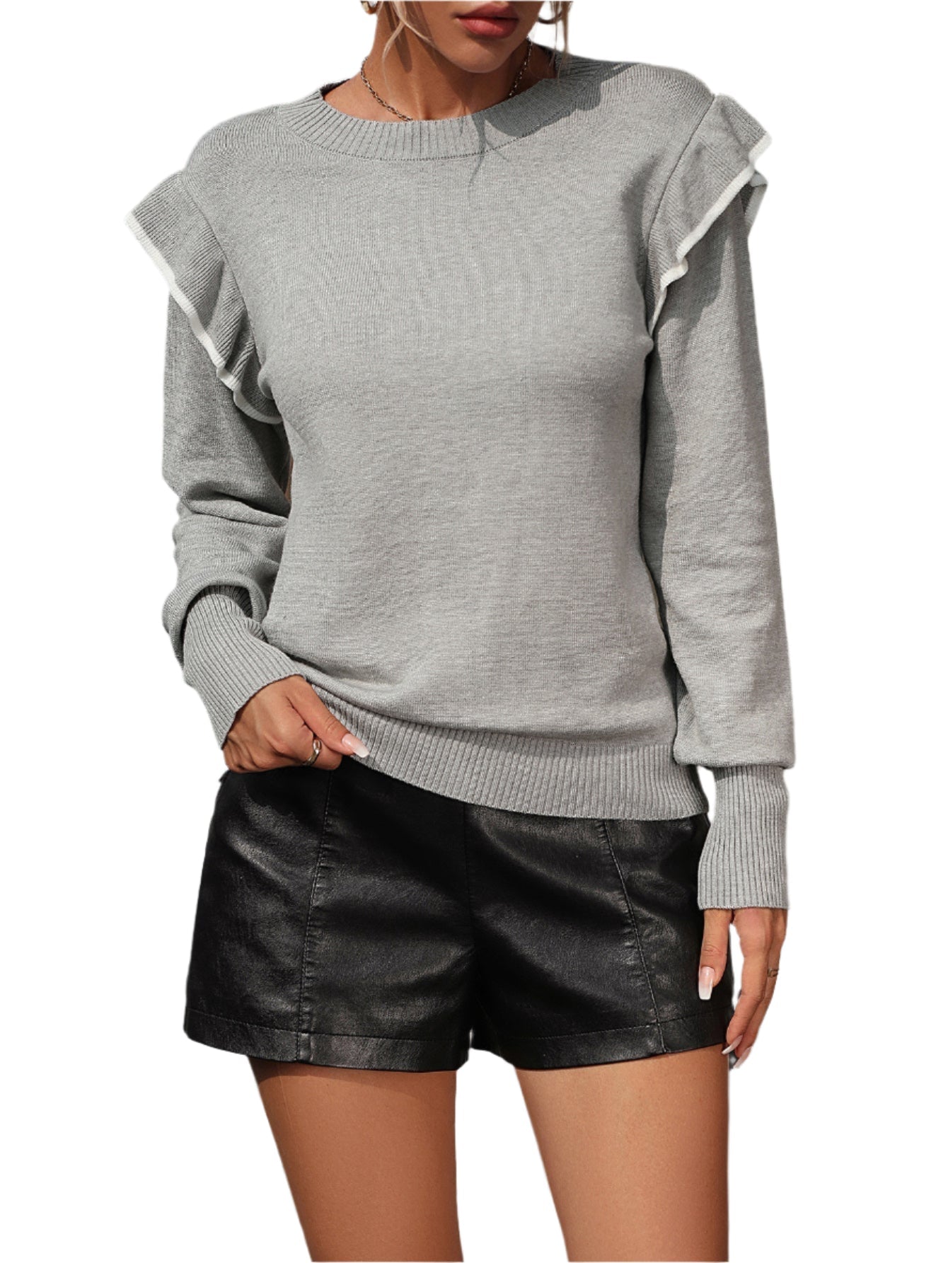 Nadia - Feminin Flair Strickpullover mit Rüschenärmeln
