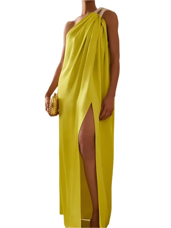 EleganceOne Asymmetrisches Maxikleid – Zeitloses Ein-Schulter-Kleid