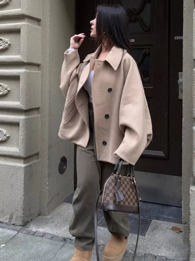 Caroline - Lässiger oversized Wollmischmantel