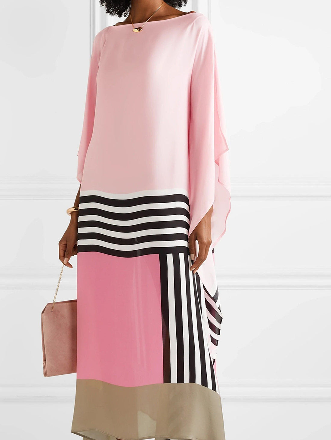 Cristy - Lange geometrische Kleid mit Überärmeln