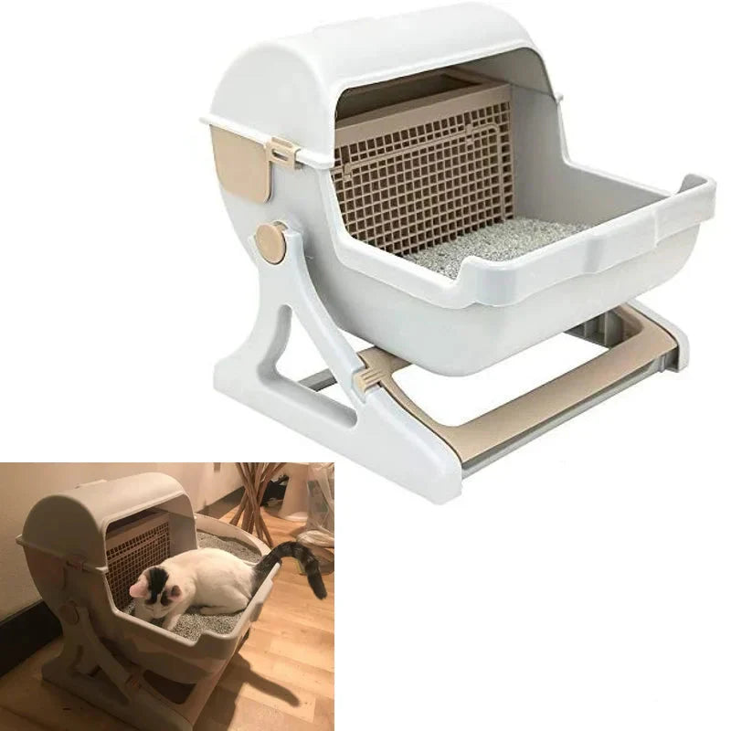 WhiskerEase – Selbstreinigendes Katzentoilettenset – Intelligentes Hygieneschüssel-System für Kätzchen und Haustiere