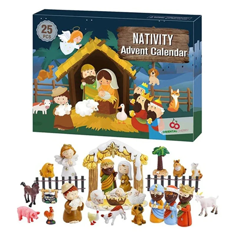 Krippen Adventskalender 24 Harz Miniaturen der Heiligen Familie