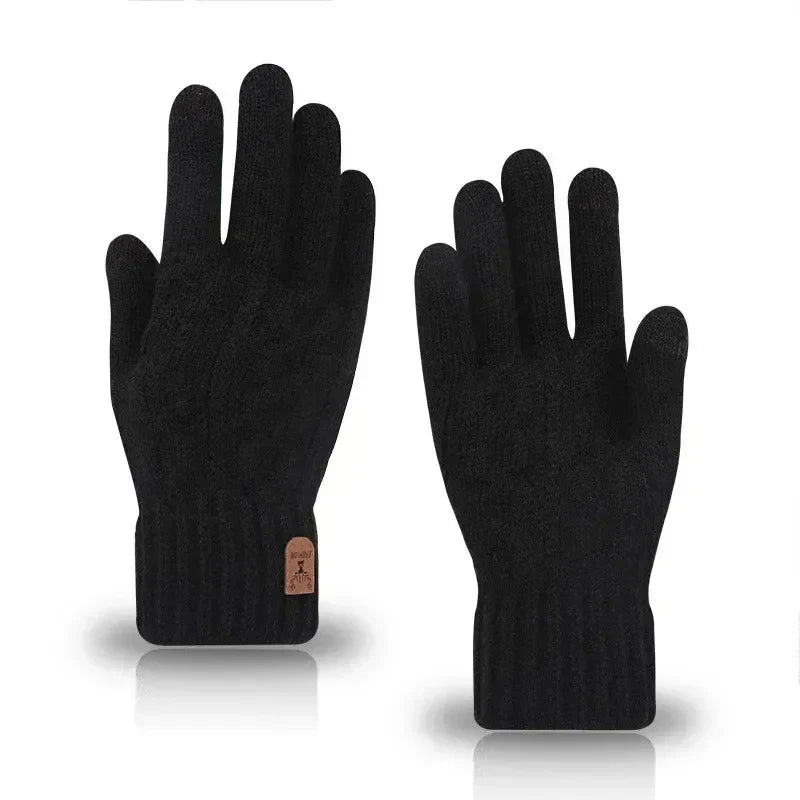 Winterhandschuhe aus Wolle mit Touchscreen und Fleece-Futter für Männer