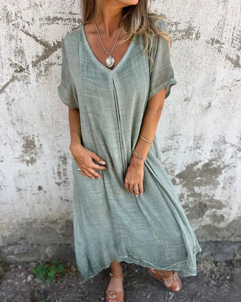Isolde elegante V-Ausschnitt Sommerkleid