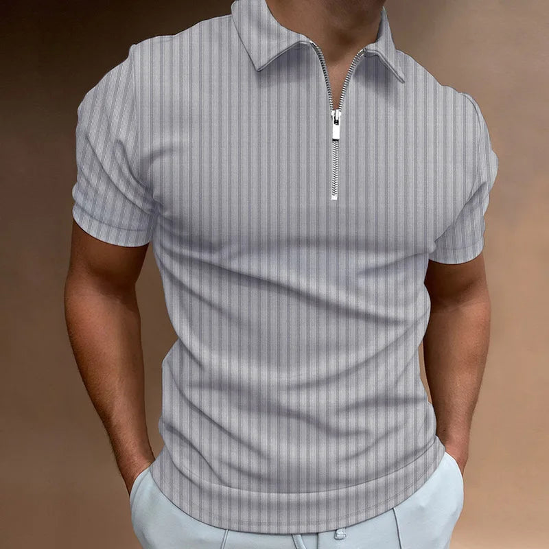 Herren Fashion Stripe Zipper Polo Shirt