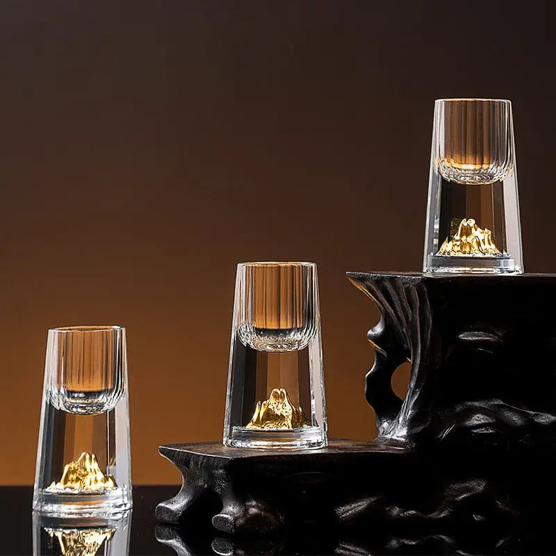 Auragold - Kristallshotglas mit echtem Goldflocken