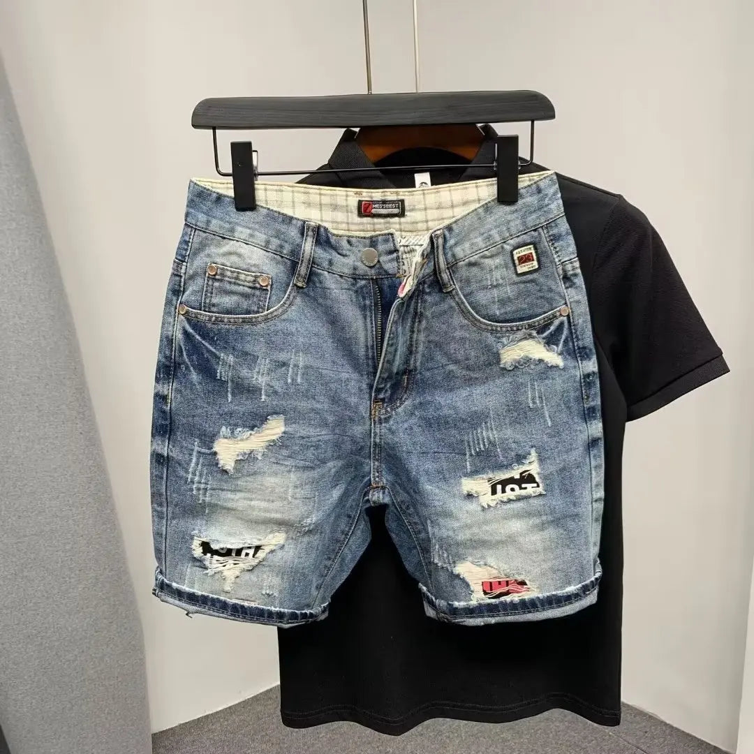 Men's Straight Loose Denim Shorts Mode Streetwear