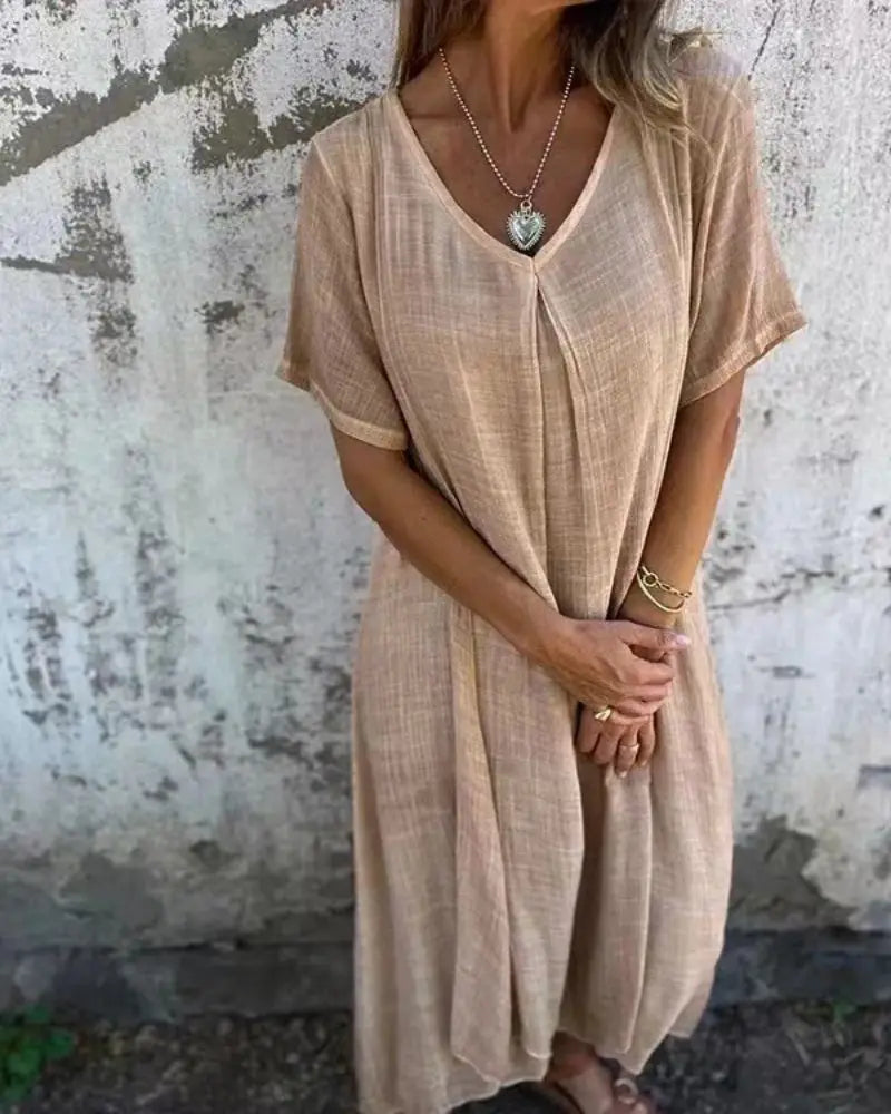 Isolde elegante V-Ausschnitt Sommerkleid