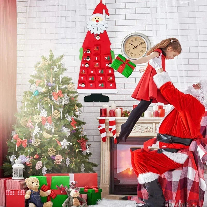 Filz Adventskalender Stoff Weihnachtsanhänger Weihnachtsmann Ornamente