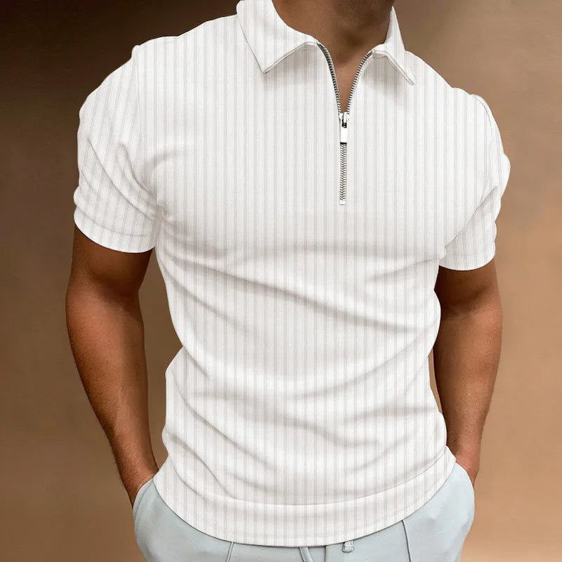 Herren Fashion Stripe Zipper Polo Shirt