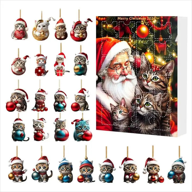 Adventskalender mit Weihnachtsbaumschmuck 2024 Süße Tiercomic