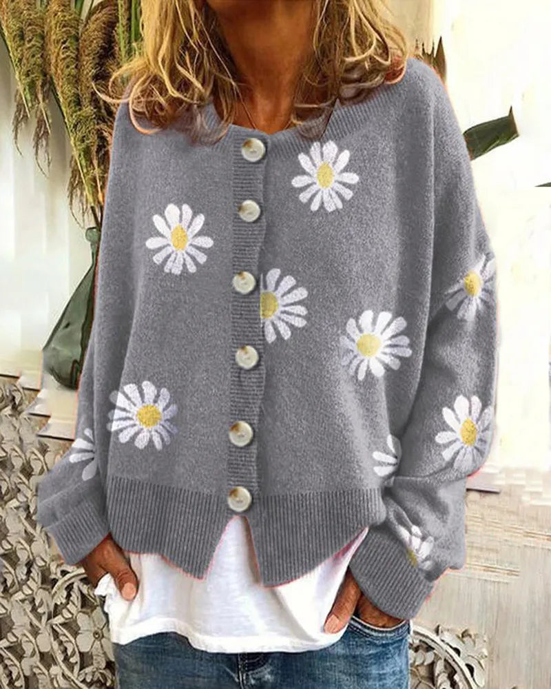 Alice | Pullover mit Blumenmuster und Knöpfen