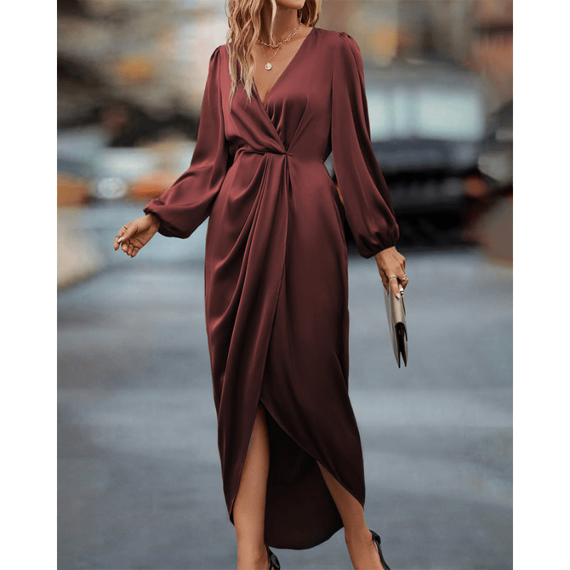 Mira zeitgenössisches langärmliges Midi-Kleid