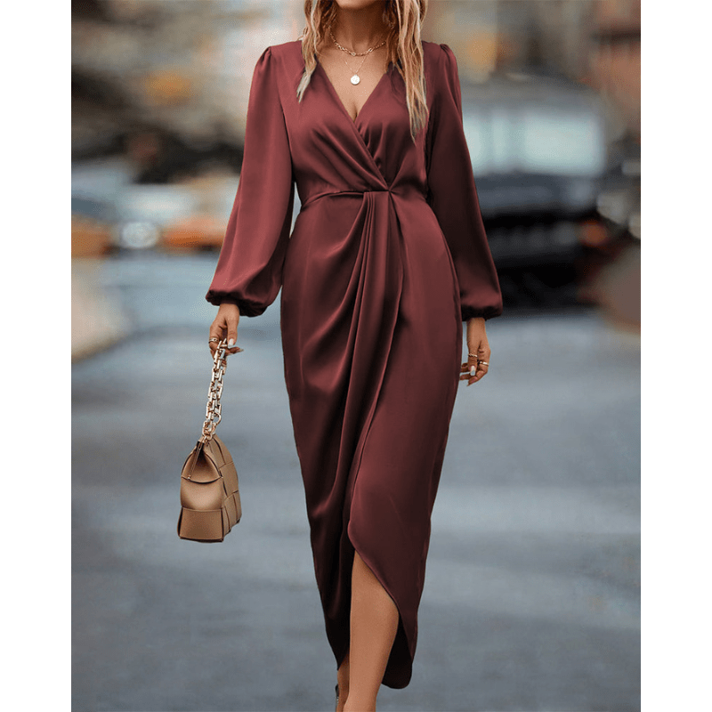 Mira zeitgenössisches langärmliges Midi-Kleid