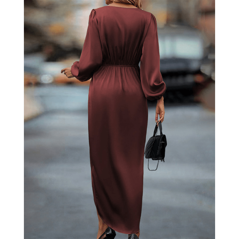 Mira zeitgenössisches langärmliges Midi-Kleid