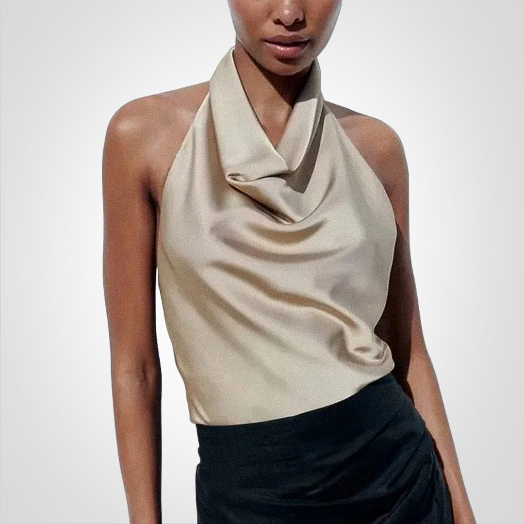 SatinGlam | Satiniges Crop-Top mit Neckholder