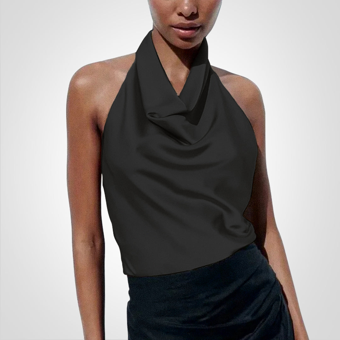 SatinGlam | Satiniges Crop-Top mit Neckholder